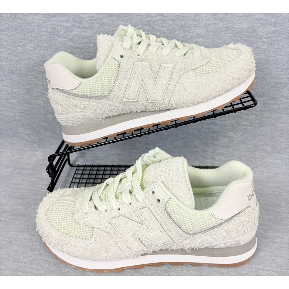 New Balance 574 Sneakers Womens 8 M Green Hairy Suede Seafoam Lifestyle - Picture 1 of 11